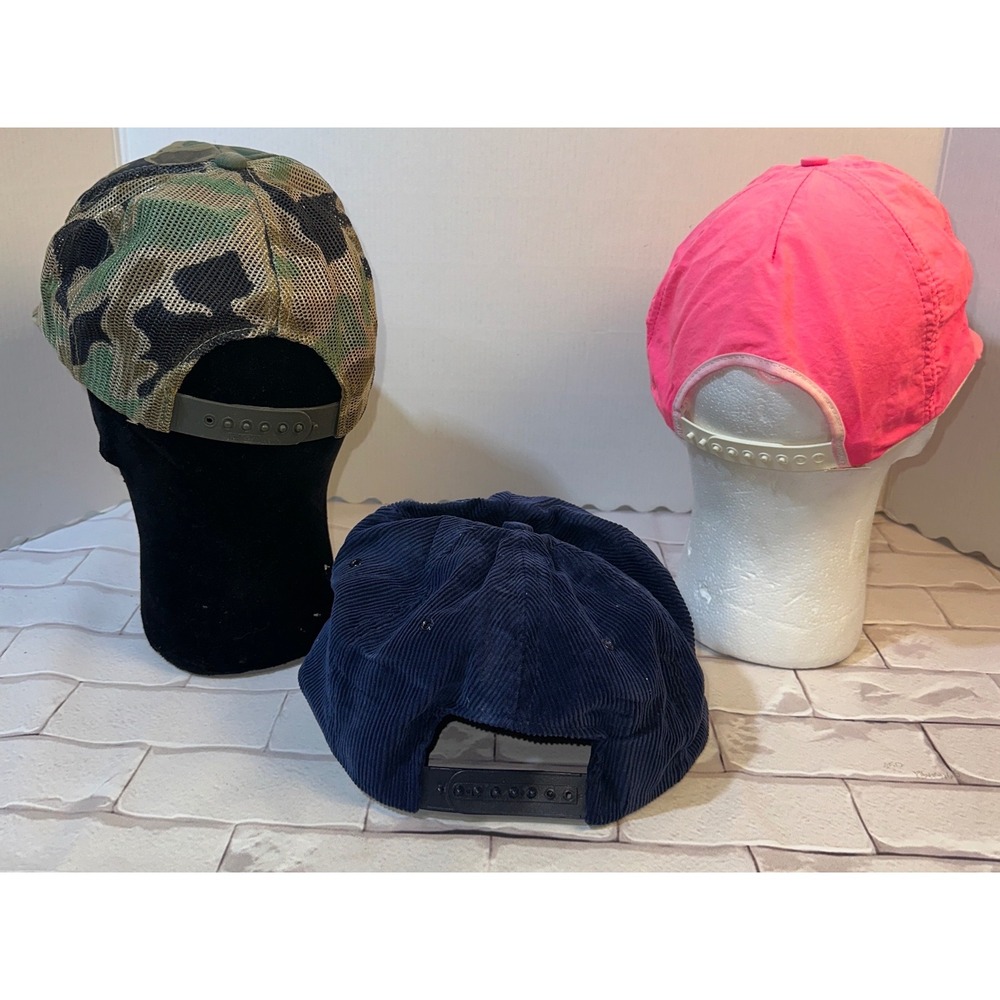 Vintage Hat Lot 3pc Anglers Pro Shop Camo Berkley Power Bait Pink Magna Corduroy - Picture 5 of 13